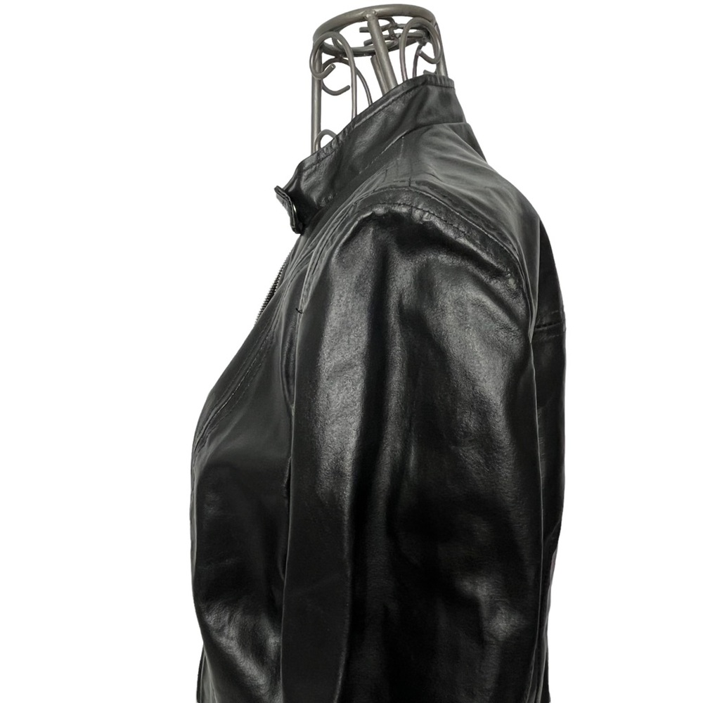 BRIGGY Vintage Vera Pelle Short Long Sleeve Mock Neck Leather Jacket Large - Picture 4 of 16